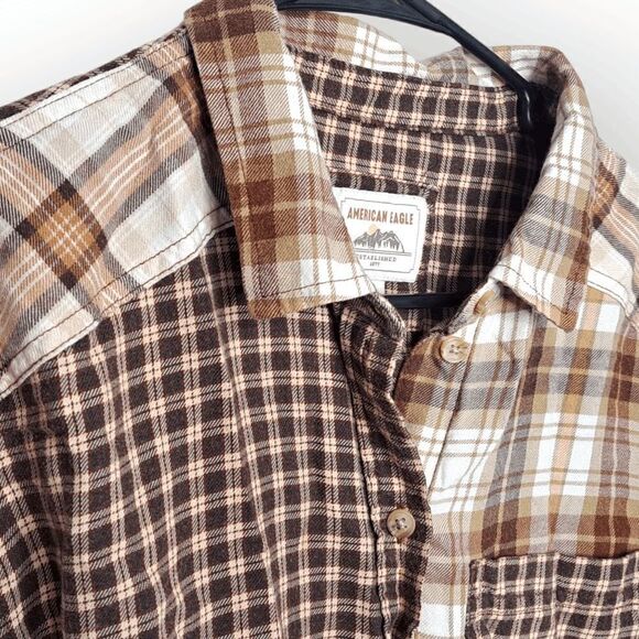 American Eagle Womens Brown Cozy Cabin Button Down Flannel Shirt Size S - Picture 3 of 6